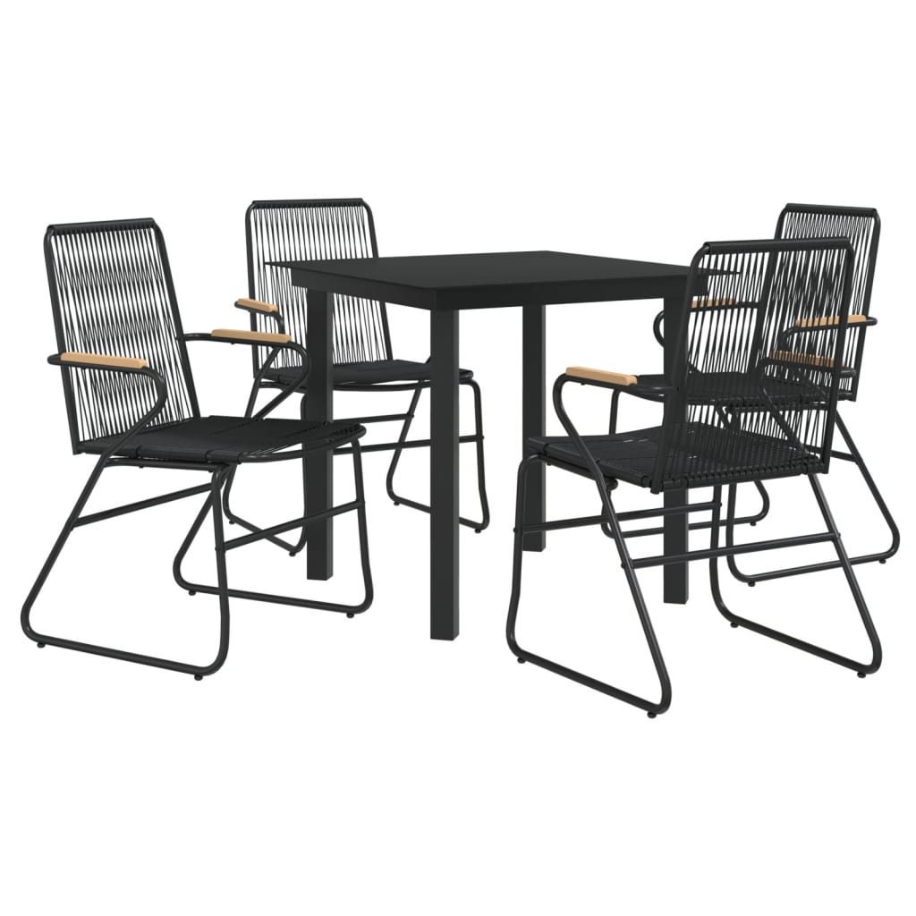 5-delige Tuinset PVC-rattan zwart is nu te koop bij PeponiXL, paradijselijk wonen!