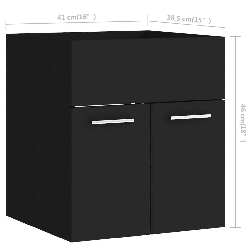 2-delige Badkamermeubelset spaanplaat zwart is nu te koop bij PeponiXL, paradijselijk wonen!