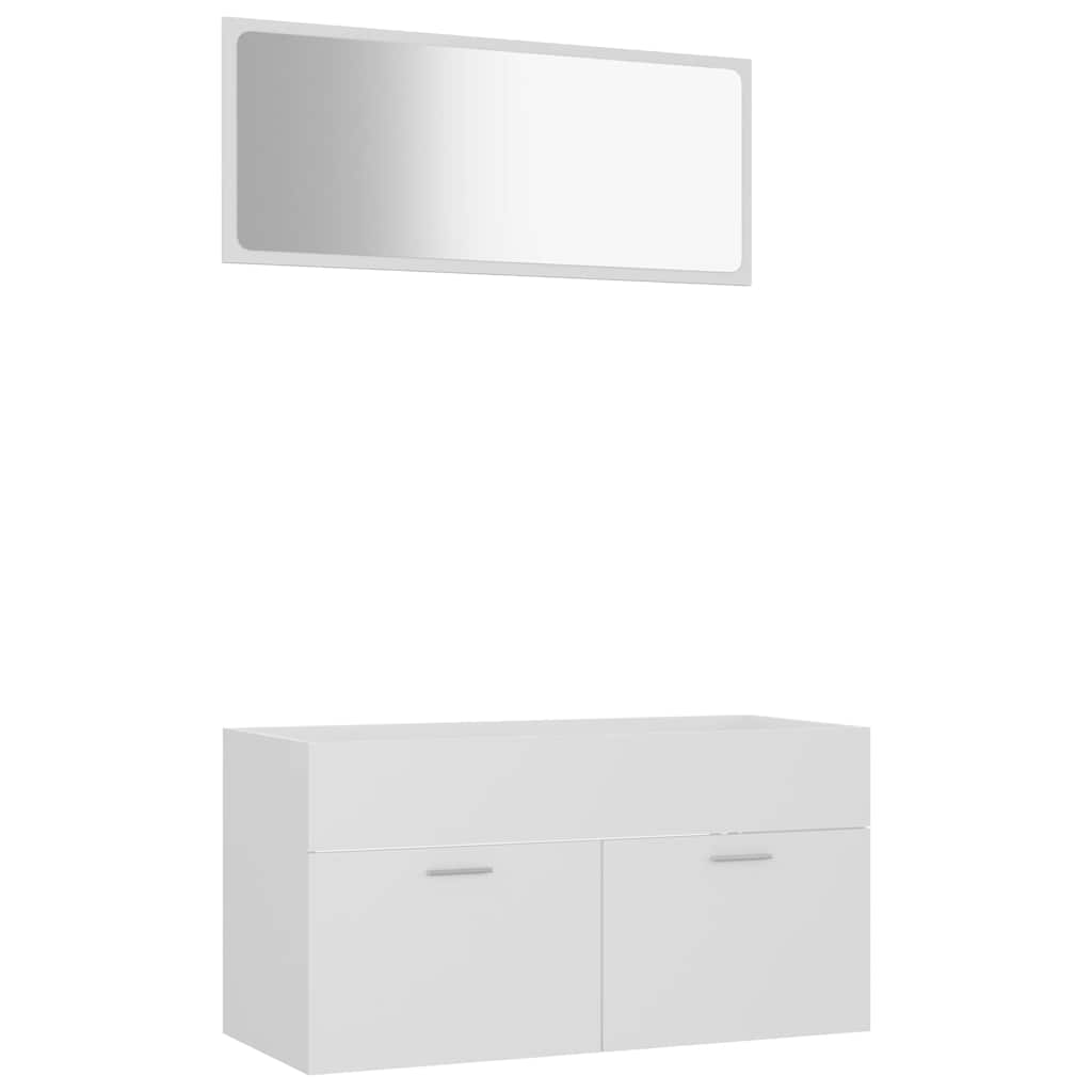 2-delige Badkamermeubelset bewerkt hout wit is nu te koop bij PeponiXL, paradijselijk wonen!
