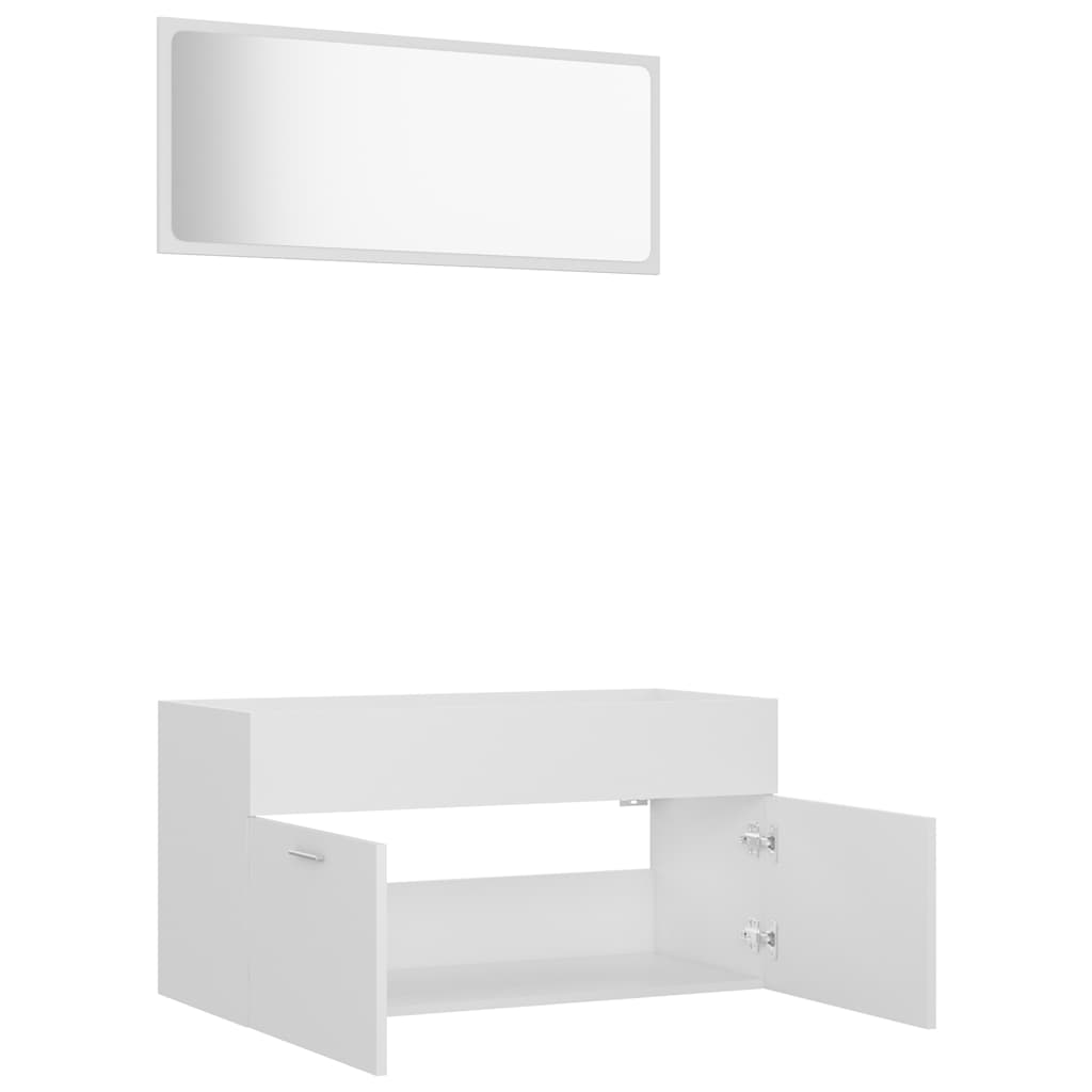2-delige Badkamermeubelset bewerkt hout wit is nu te koop bij PeponiXL, paradijselijk wonen!