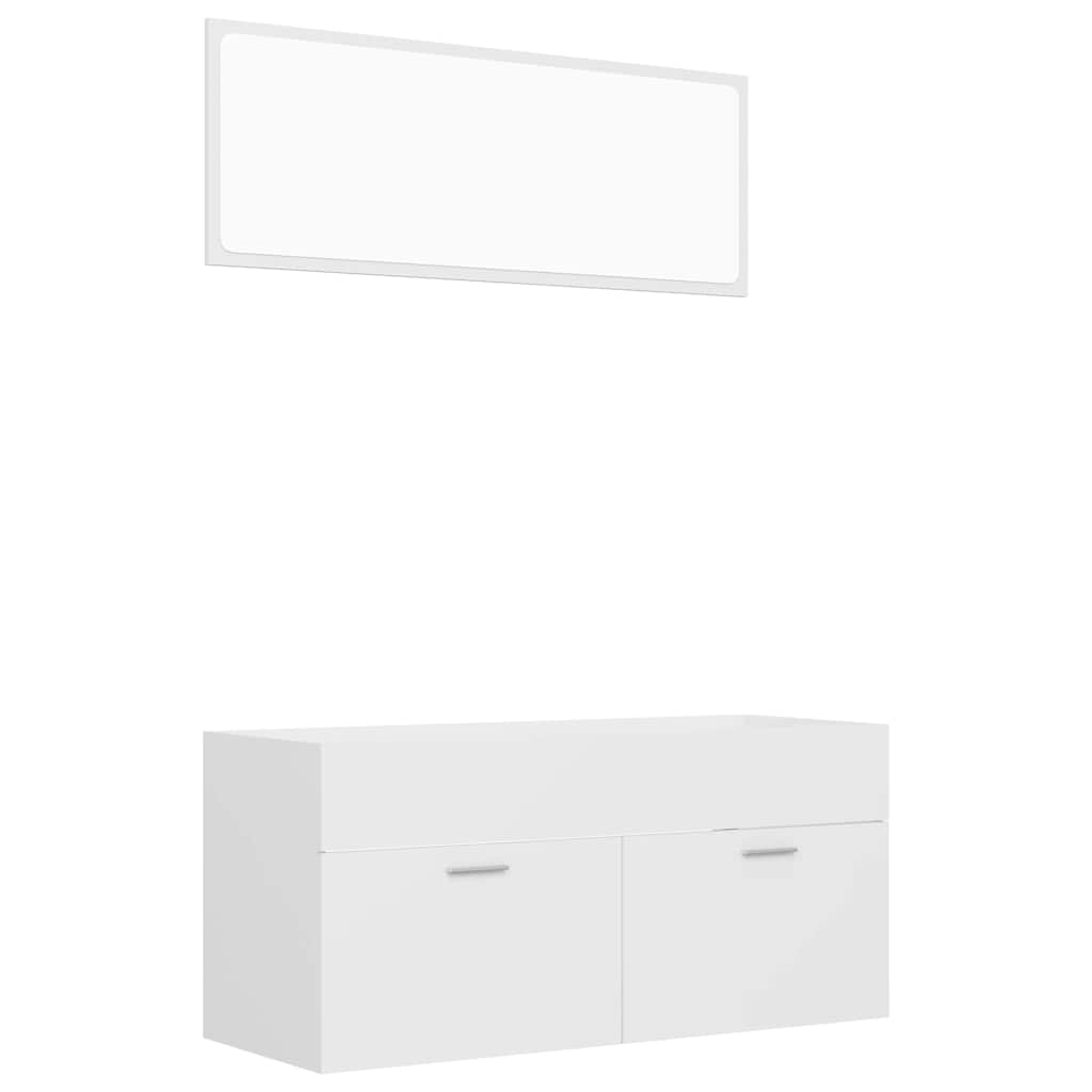 2-delige Badkamermeubelset bewerkt hout wit is nu te koop bij PeponiXL, paradijselijk wonen!