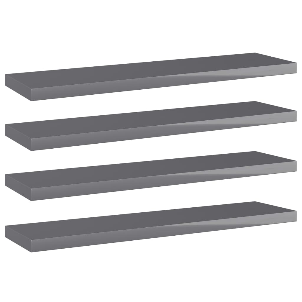 Wandschappen 4 st 40x10x1,5 cm spaanplaat hoogglans grijs is nu te koop bij PeponiXL, paradijselijk wonen!