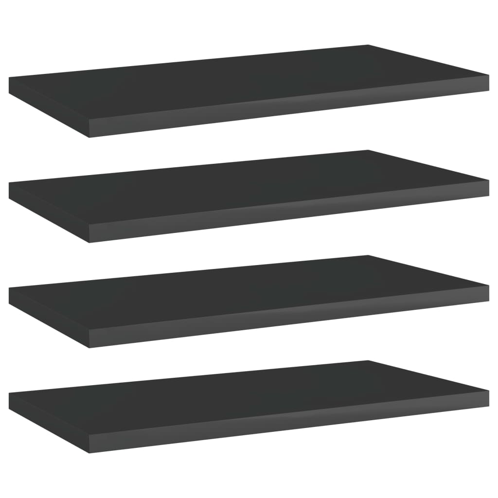Wandschappen 4 st 40x20x1,5 cm spaanplaat hoogglans zwart is nu te koop bij PeponiXL, paradijselijk wonen!