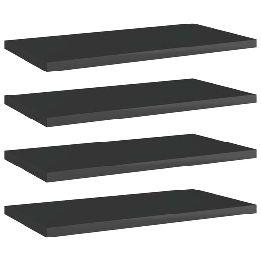 Wandschappen 4 st 40x20x1,5 cm spaanplaat hoogglans zwart is nu te koop bij PeponiXL, paradijselijk wonen!