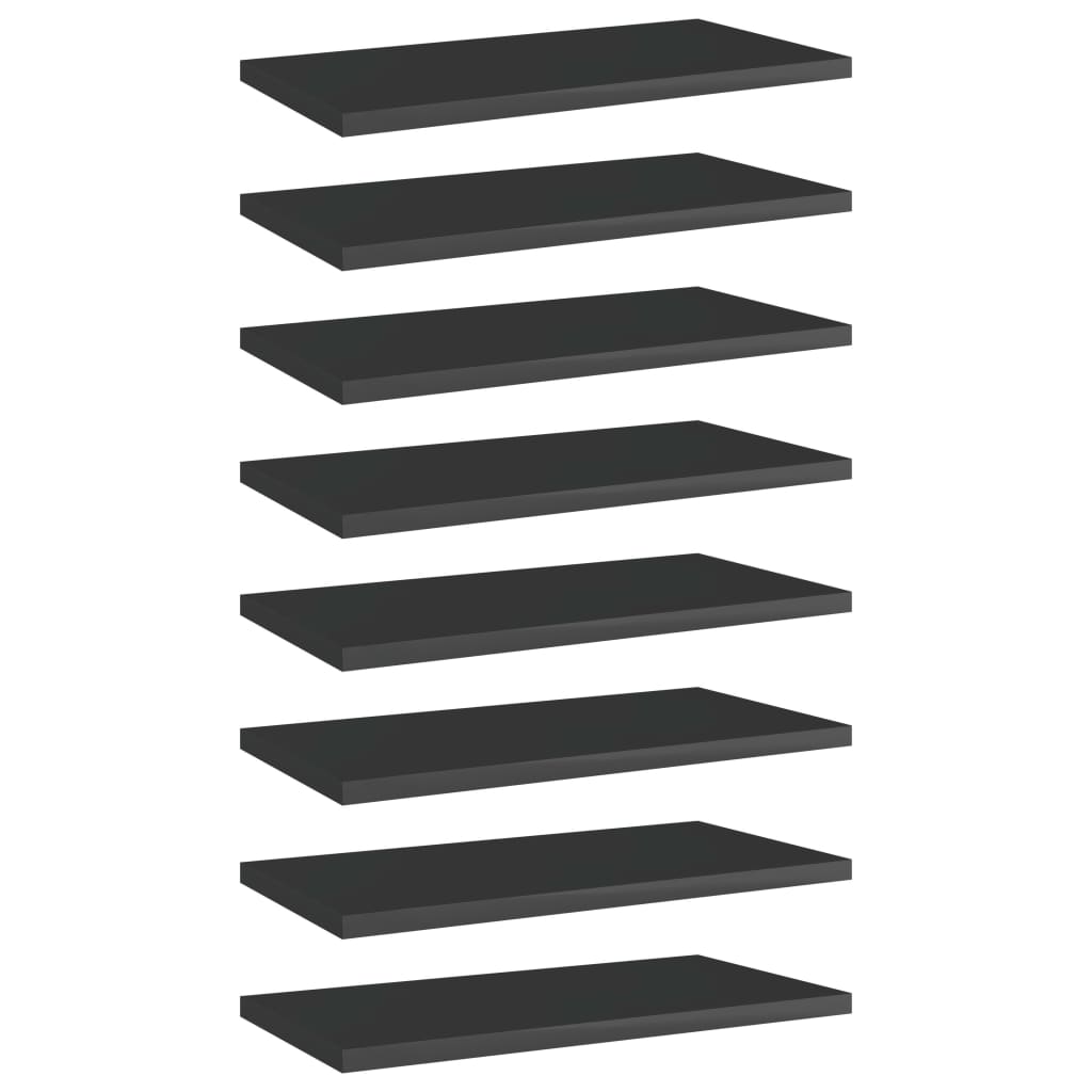 Wandschappen 8 st 40x20x1,5 cm spaanplaat hoogglans zwart is nu te koop bij PeponiXL, paradijselijk wonen!