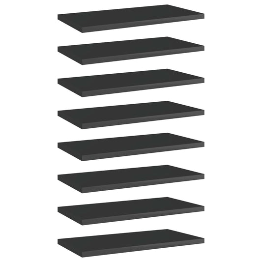 Wandschappen 8 st 40x20x1,5 cm spaanplaat hoogglans zwart is nu te koop bij PeponiXL, paradijselijk wonen!