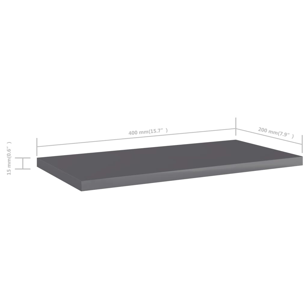 Wandschappen 8 st 40x20x1,5 cm spaanplaat hoogglans grijs is nu te koop bij PeponiXL, paradijselijk wonen!
