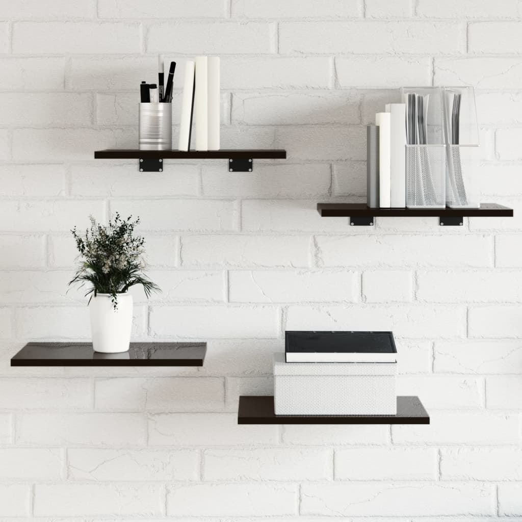 Wandschappen 4 st 40x30x1,5 cm spaanplaat hoogglans zwart is nu te koop bij PeponiXL, paradijselijk wonen!