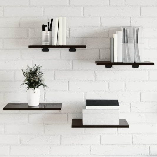 Wandschappen 4 st 40x30x1,5 cm spaanplaat hoogglans zwart is nu te koop bij PeponiXL, paradijselijk wonen!