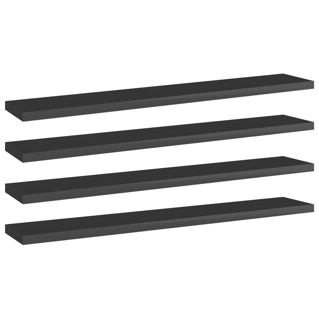Wandschappen 4 st 60x10x1,5 cm spaanplaat hoogglans zwart is nu te koop bij PeponiXL, paradijselijk wonen!