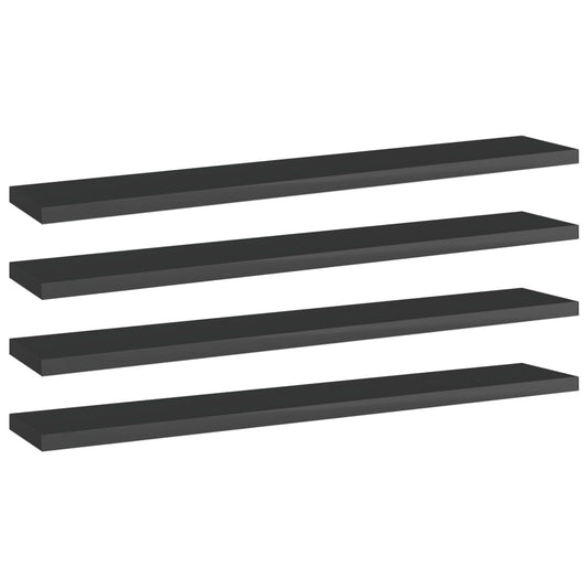 Wandschappen 4 st 60x10x1,5 cm spaanplaat hoogglans zwart is nu te koop bij PeponiXL, paradijselijk wonen!
