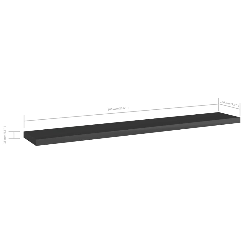 Wandschappen 4 st 60x10x1,5 cm spaanplaat hoogglans zwart is nu te koop bij PeponiXL, paradijselijk wonen!
