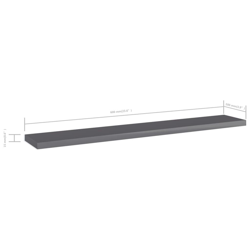 Wandschappen 4 st 60x10x1,5 cm spaanplaat hoogglans grijs is nu te koop bij PeponiXL, paradijselijk wonen!