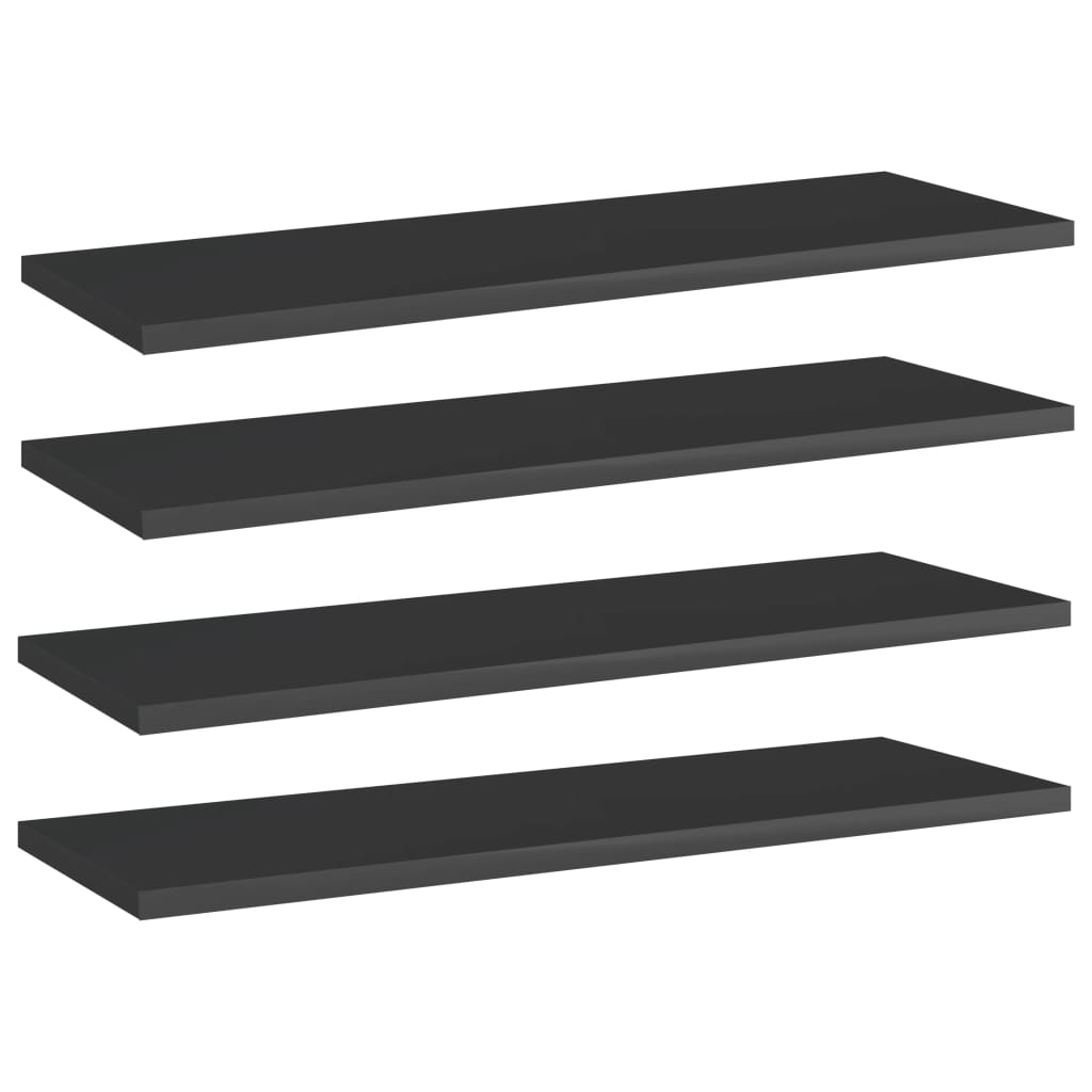 Wandschappen 4 st 60x20x1,5 cm spaanplaat hoogglans zwart is nu te koop bij PeponiXL, paradijselijk wonen!
