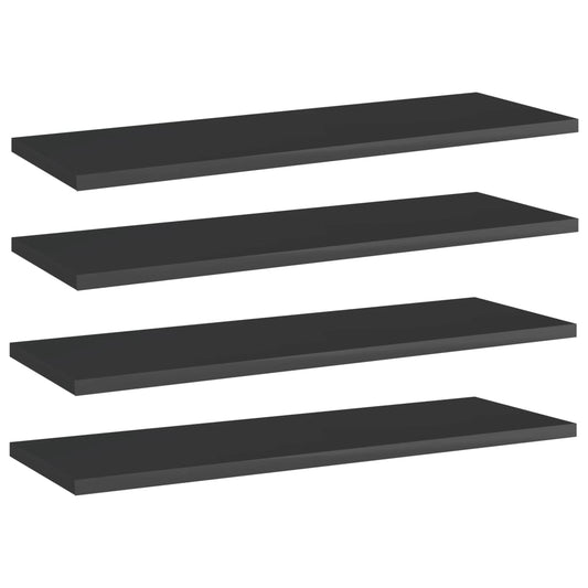 Wandschappen 4 st 60x20x1,5 cm spaanplaat hoogglans zwart is nu te koop bij PeponiXL, paradijselijk wonen!
