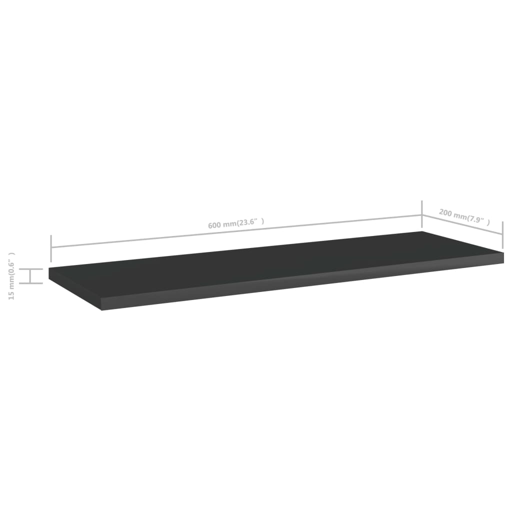 Wandschappen 4 st 60x20x1,5 cm spaanplaat hoogglans zwart is nu te koop bij PeponiXL, paradijselijk wonen!