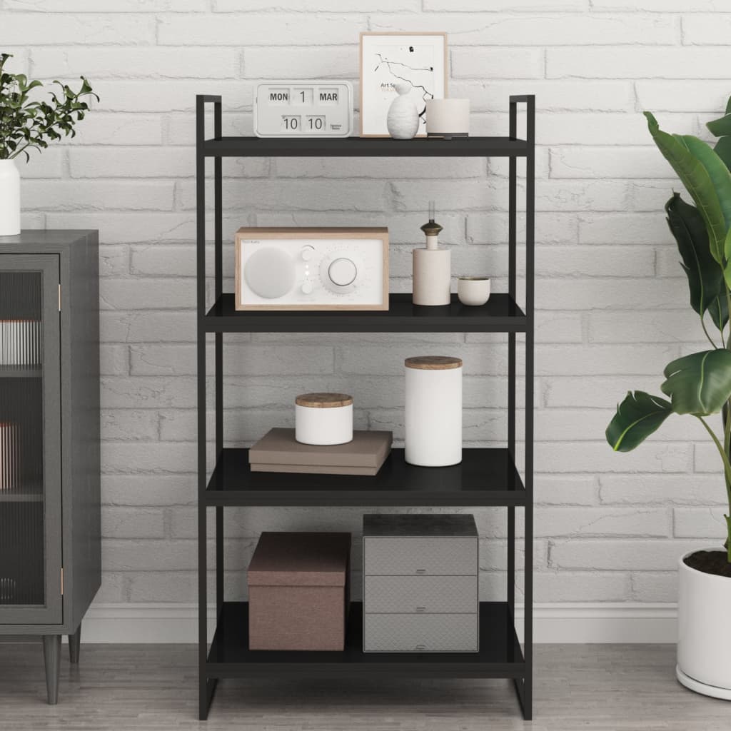 Wandschappen 4 st 60x40x1,5 cm spaanplaat hoogglans zwart is nu te koop bij PeponiXL, paradijselijk wonen!