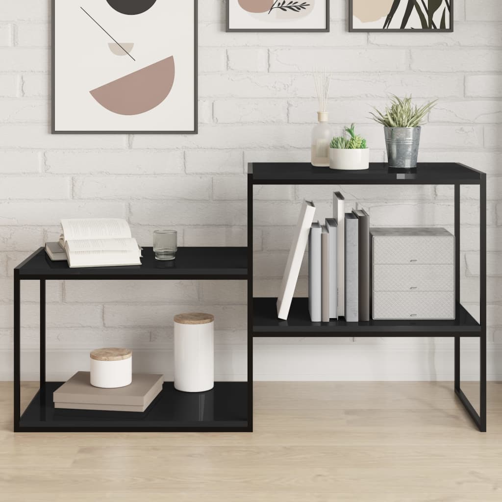 Wandschappen 4 st 60x40x1,5 cm spaanplaat hoogglans zwart is nu te koop bij PeponiXL, paradijselijk wonen!