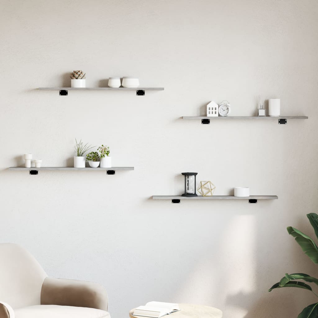 Wandschappen 8 st 80x10x1,5 cm spaanplaat betongrijs is nu te koop bij PeponiXL, paradijselijk wonen!