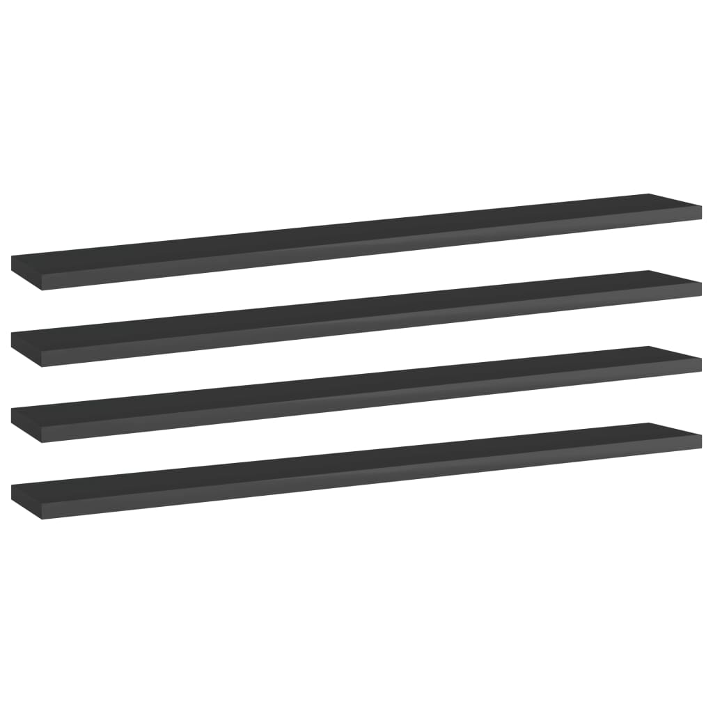 Wandschappen 4 st 80x10x1,5 cm spaanplaat hoogglans zwart is nu te koop bij PeponiXL, paradijselijk wonen!