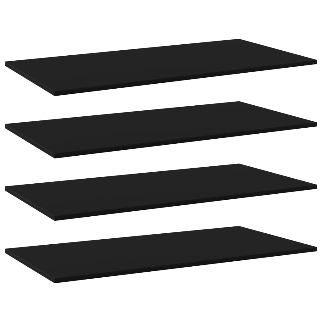 Wandschappen 4 st 80x20x1,5 cm spaanplaat zwart is nu te koop bij PeponiXL, paradijselijk wonen!