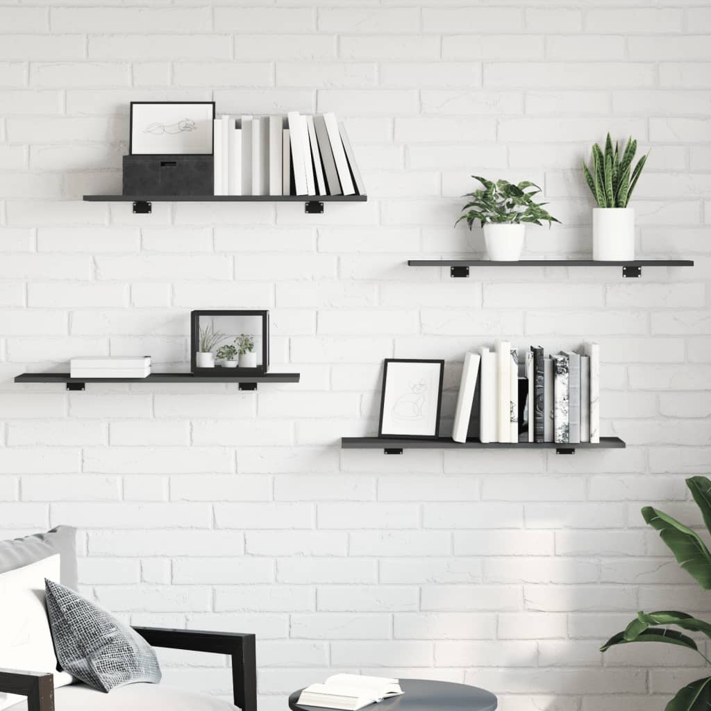 Wandschappen 4 st 80x20x1,5 cm spaanplaat grijs is nu te koop bij PeponiXL, paradijselijk wonen!
