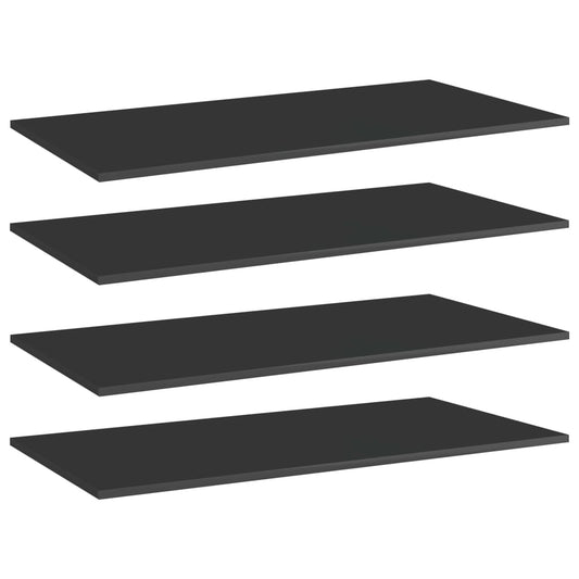 Wandschappen 4 st 80x20x1,5 cm spaanplaat hoogglans zwart is nu te koop bij PeponiXL, paradijselijk wonen!