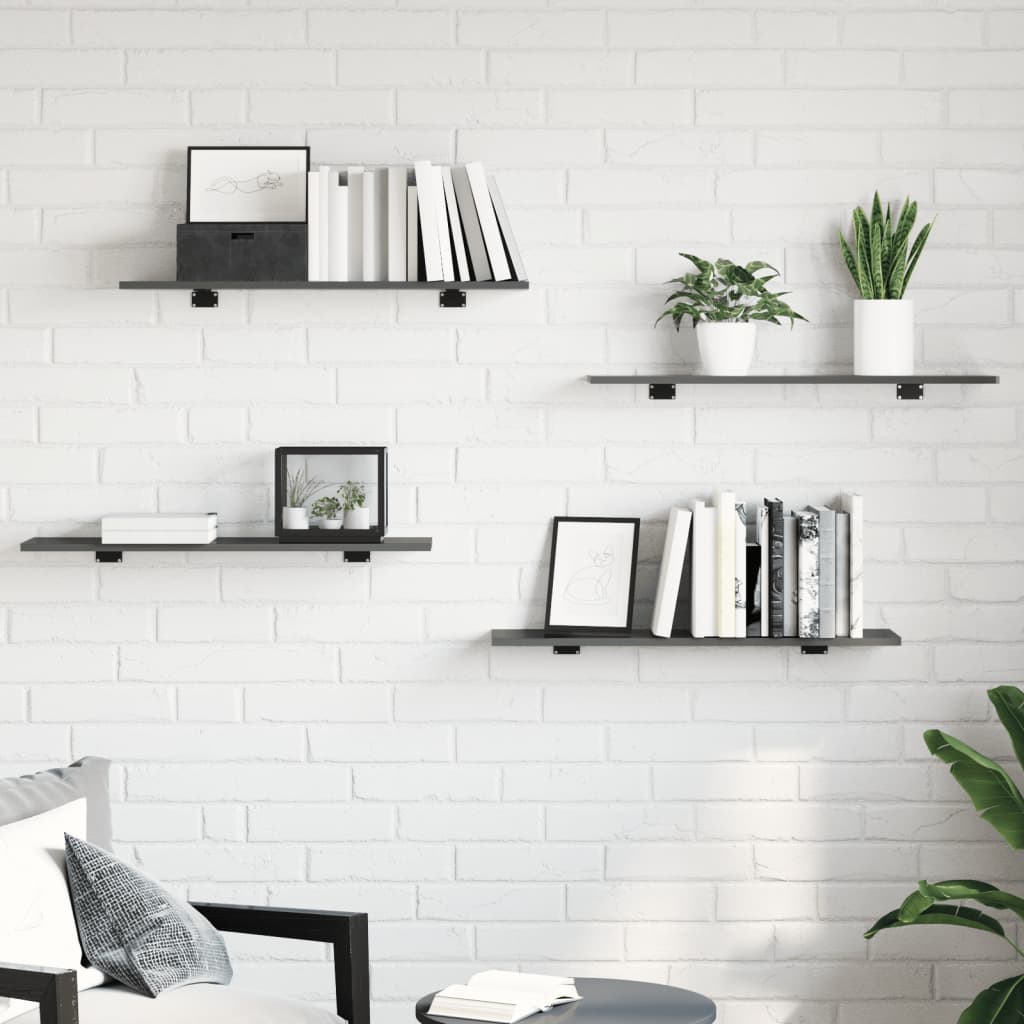 Wandschappen 8 st 80x20x1,5 cm spaanplaat hoogglans grijs is nu te koop bij PeponiXL, paradijselijk wonen!