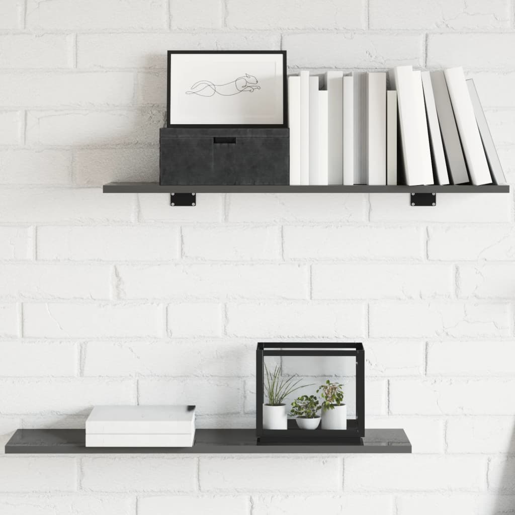 Wandschappen 8 st 80x20x1,5 cm spaanplaat hoogglans grijs is nu te koop bij PeponiXL, paradijselijk wonen!