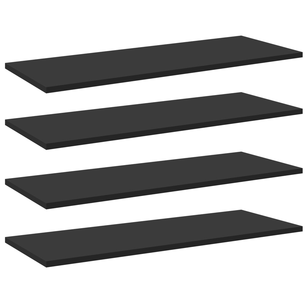 Wandschappen 4 st 80x30x1,5 cm spaanplaat zwart is nu te koop bij PeponiXL, paradijselijk wonen!