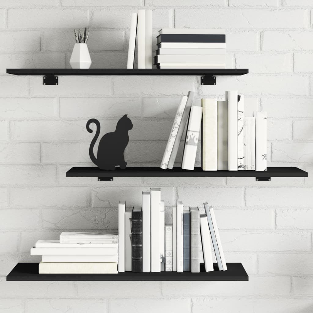 Wandschappen 4 st 80x30x1,5 cm spaanplaat zwart is nu te koop bij PeponiXL, paradijselijk wonen!