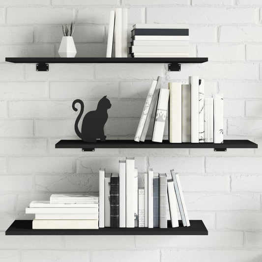 Wandschappen 4 st 80x30x1,5 cm spaanplaat zwart is nu te koop bij PeponiXL, paradijselijk wonen!