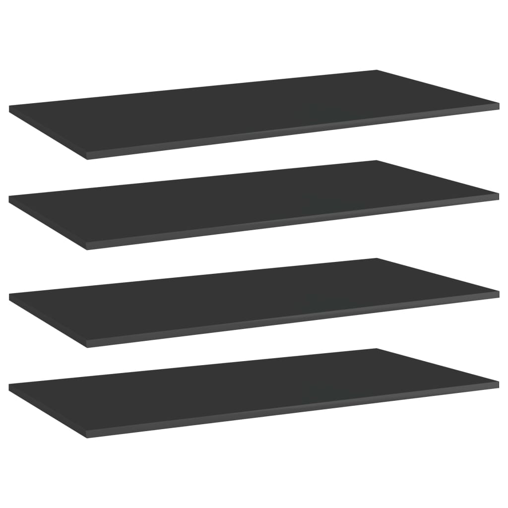 Wandschappen 4 st 80x30x1,5 cm spaanplaat hoogglans zwart is nu te koop bij PeponiXL, paradijselijk wonen!