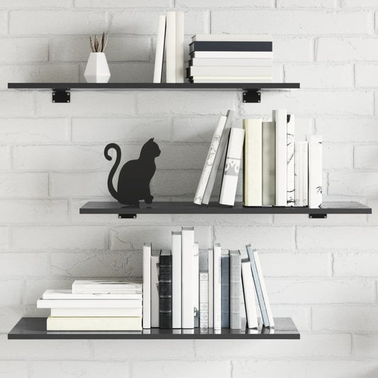 Wandschappen 4 st 80x30x1,5 cm spaanplaat hoogglans grijs is nu te koop bij PeponiXL, paradijselijk wonen!