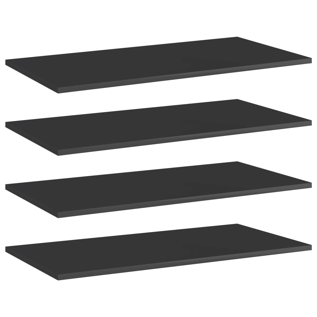 Wandschappen 4 st 80x40x1,5 cm spaanplaat hoogglans zwart is nu te koop bij PeponiXL, paradijselijk wonen!