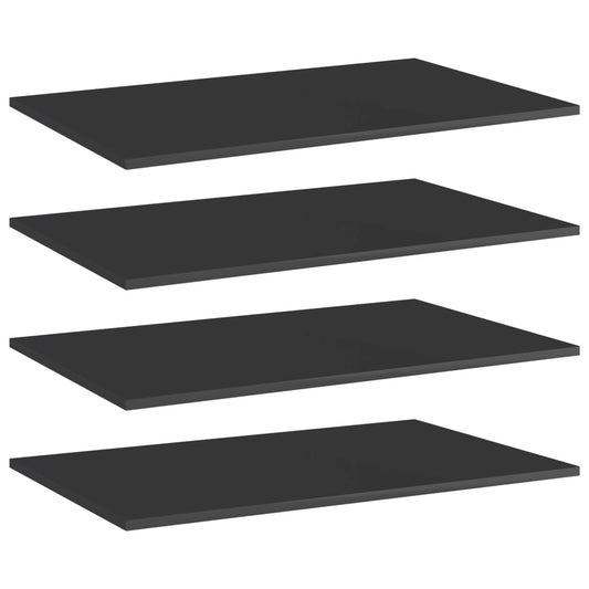 Wandschappen 4 st 80x50x1,5 cm spaanplaat hoogglans zwart is nu te koop bij PeponiXL, paradijselijk wonen!