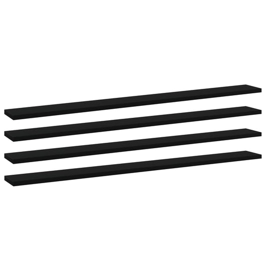 Wandschappen 4 st 100x10x1,5 cm spaanplaat zwart is nu te koop bij PeponiXL, paradijselijk wonen!