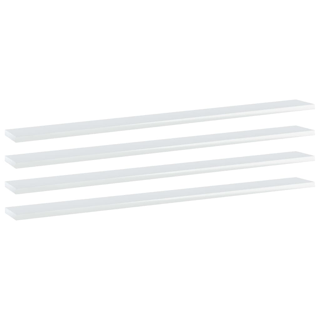 Wandschappen 4 st 100x10x1,5 cm bewerkt hout hoogglans wit is nu te koop bij PeponiXL, paradijselijk wonen!