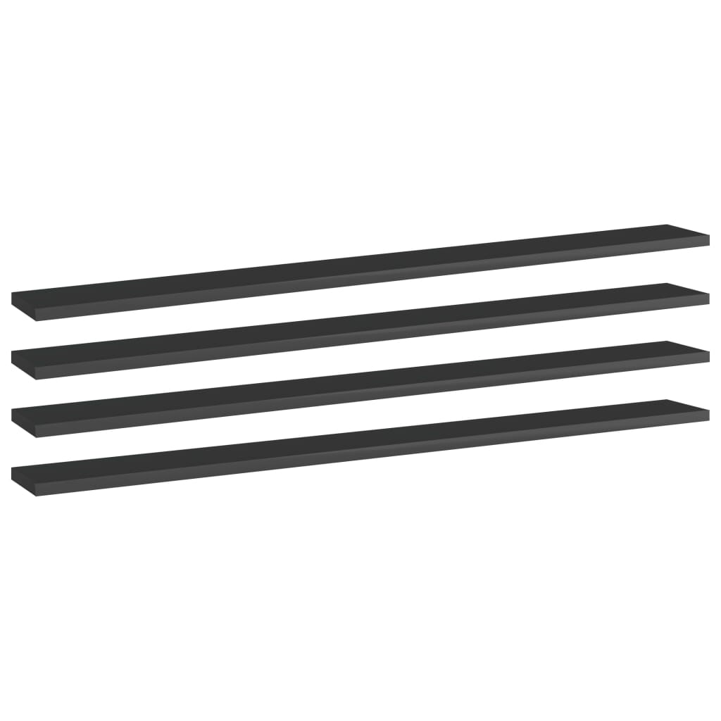 Wandschappen 4 st 100x10x1,5 cm spaanplaat hoogglans zwart is nu te koop bij PeponiXL, paradijselijk wonen!