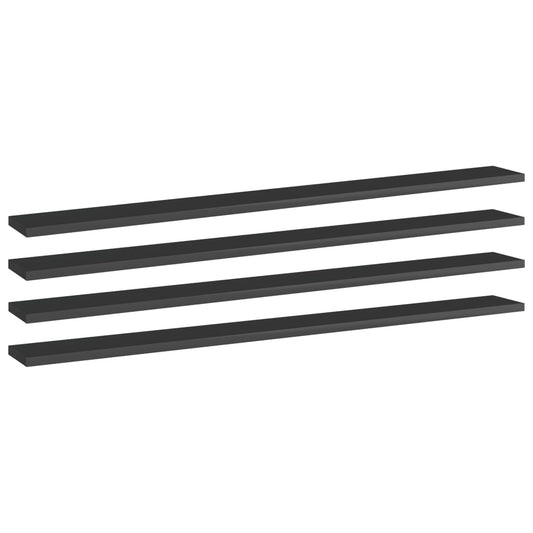 Wandschappen 4 st 100x10x1,5 cm spaanplaat hoogglans zwart is nu te koop bij PeponiXL, paradijselijk wonen!