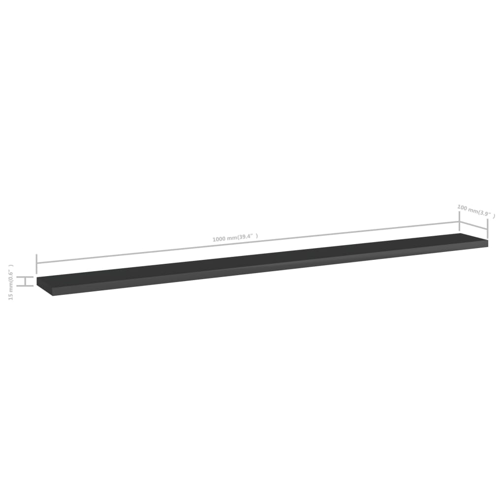Wandschappen 4 st 100x10x1,5 cm spaanplaat hoogglans zwart is nu te koop bij PeponiXL, paradijselijk wonen!