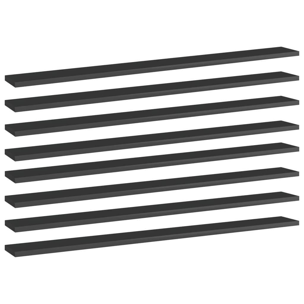 Wandschappen 8 st 100x10x1,5 cm spaanplaat hoogglans zwart is nu te koop bij PeponiXL, paradijselijk wonen!