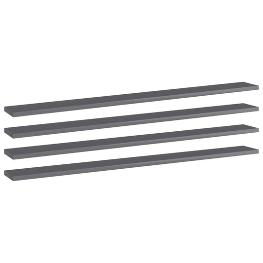 Wandschappen 4 st 100x10x1,5 cm spaanplaat hoogglans grijs is nu te koop bij PeponiXL, paradijselijk wonen!