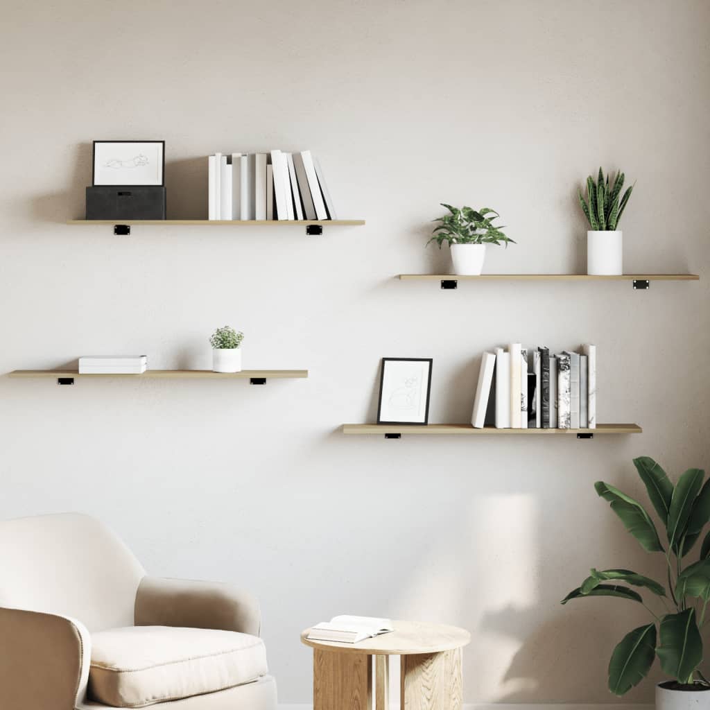 Wandschappen 8 st 100x20x1,5 cm spaanplaat sonoma eikenkleurig is nu te koop bij PeponiXL, paradijselijk wonen!