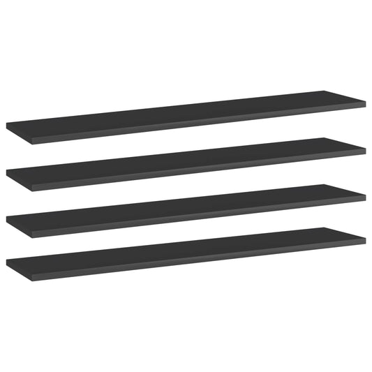 Wandschappen 4 st 100x20x1,5 cm spaanplaat hoogglans zwart is nu te koop bij PeponiXL, paradijselijk wonen!