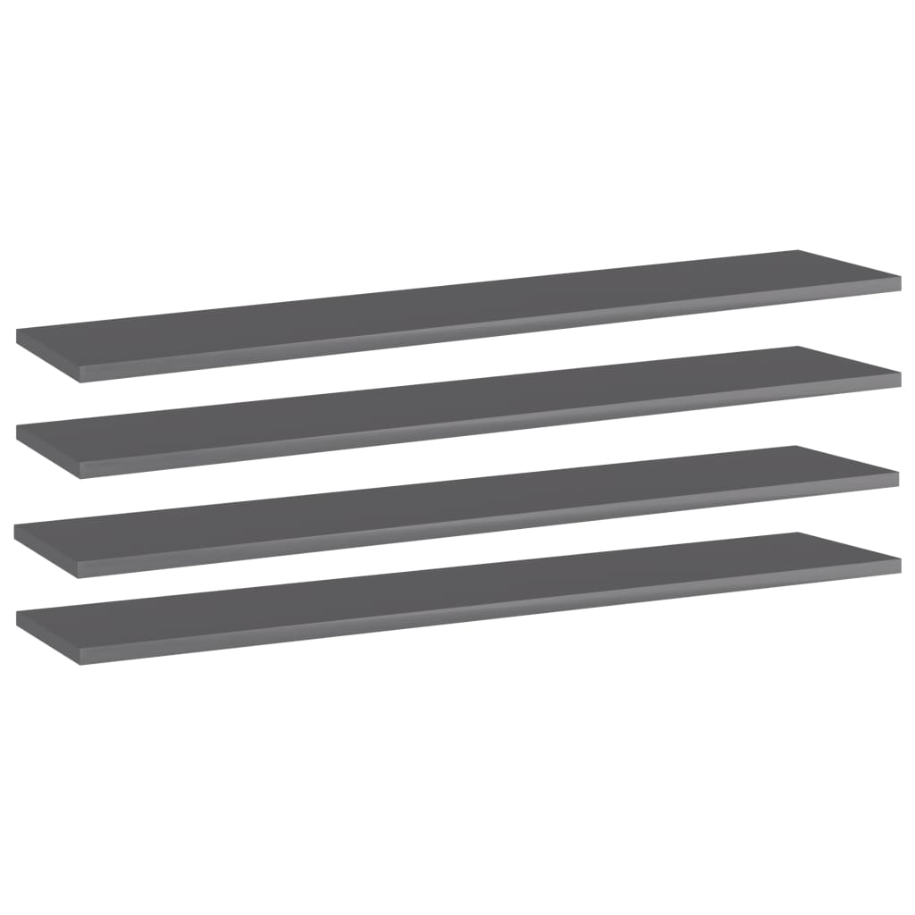 Wandschappen 4 st 100x20x1,5 cm spaanplaat hoogglans grijs is nu te koop bij PeponiXL, paradijselijk wonen!