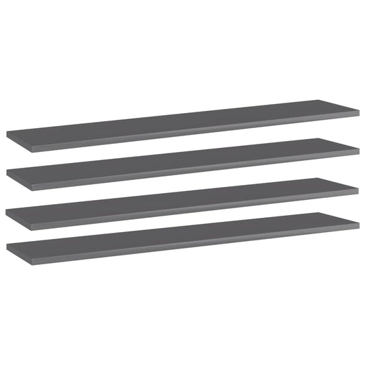 Wandschappen 4 st 100x20x1,5 cm spaanplaat hoogglans grijs is nu te koop bij PeponiXL, paradijselijk wonen!