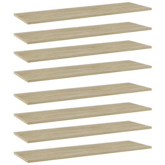 Wandschappen 8 st 100x30x1,5 cm spaanplaat sonoma eikenkleurig is nu te koop bij PeponiXL, paradijselijk wonen!