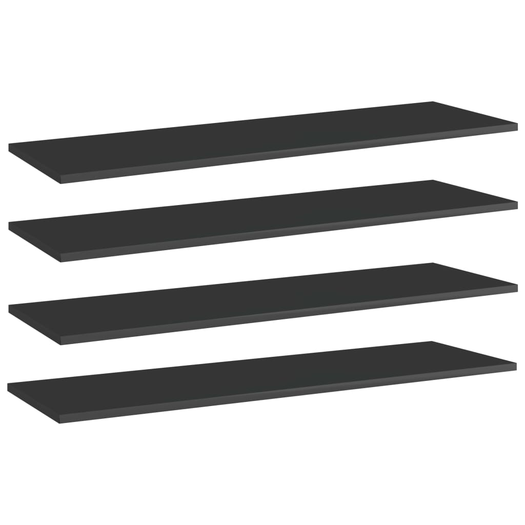 Wandschappen 4 st 100x30x1,5 cm spaanplaat hoogglans zwart is nu te koop bij PeponiXL, paradijselijk wonen!