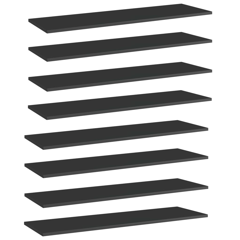Wandschappen 8 st 100x30x1,5 cm spaanplaat hoogglans zwart is nu te koop bij PeponiXL, paradijselijk wonen!